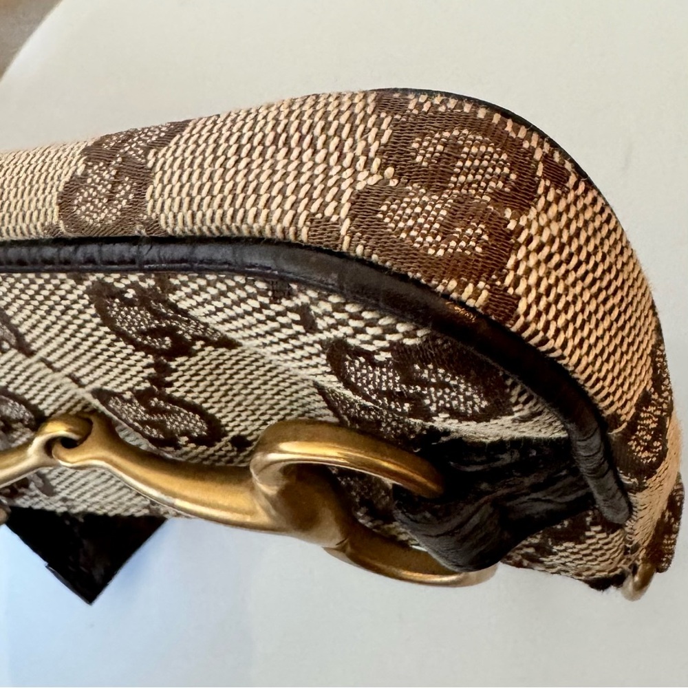 Gucci Beige & Brown GG Canvas Horsebit Wristlet - Picture 3 of 12